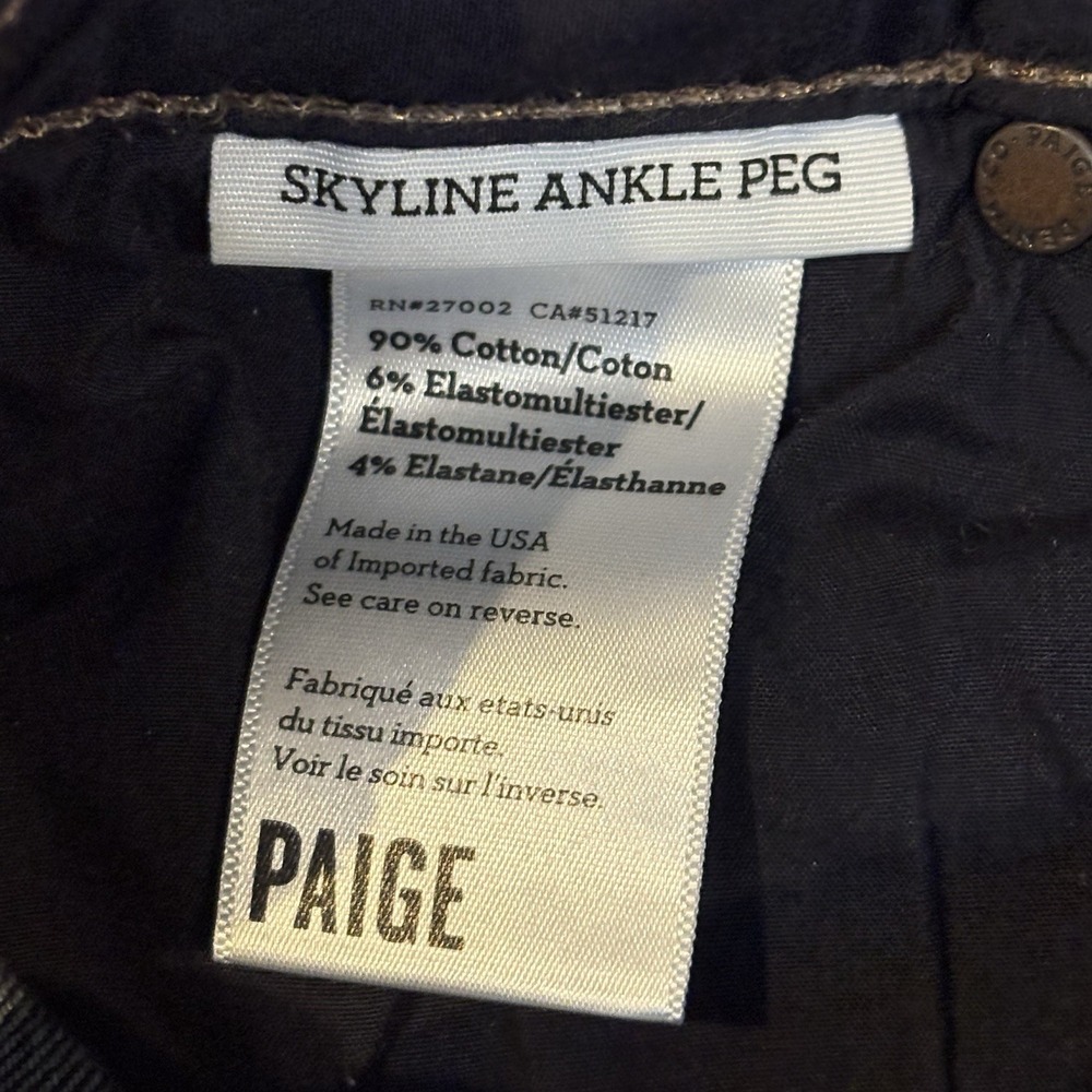 Paige Jeans Women's Size 24 Blue "Skyline Ankle Peg" Denim Jeans - Picture 10 of 10